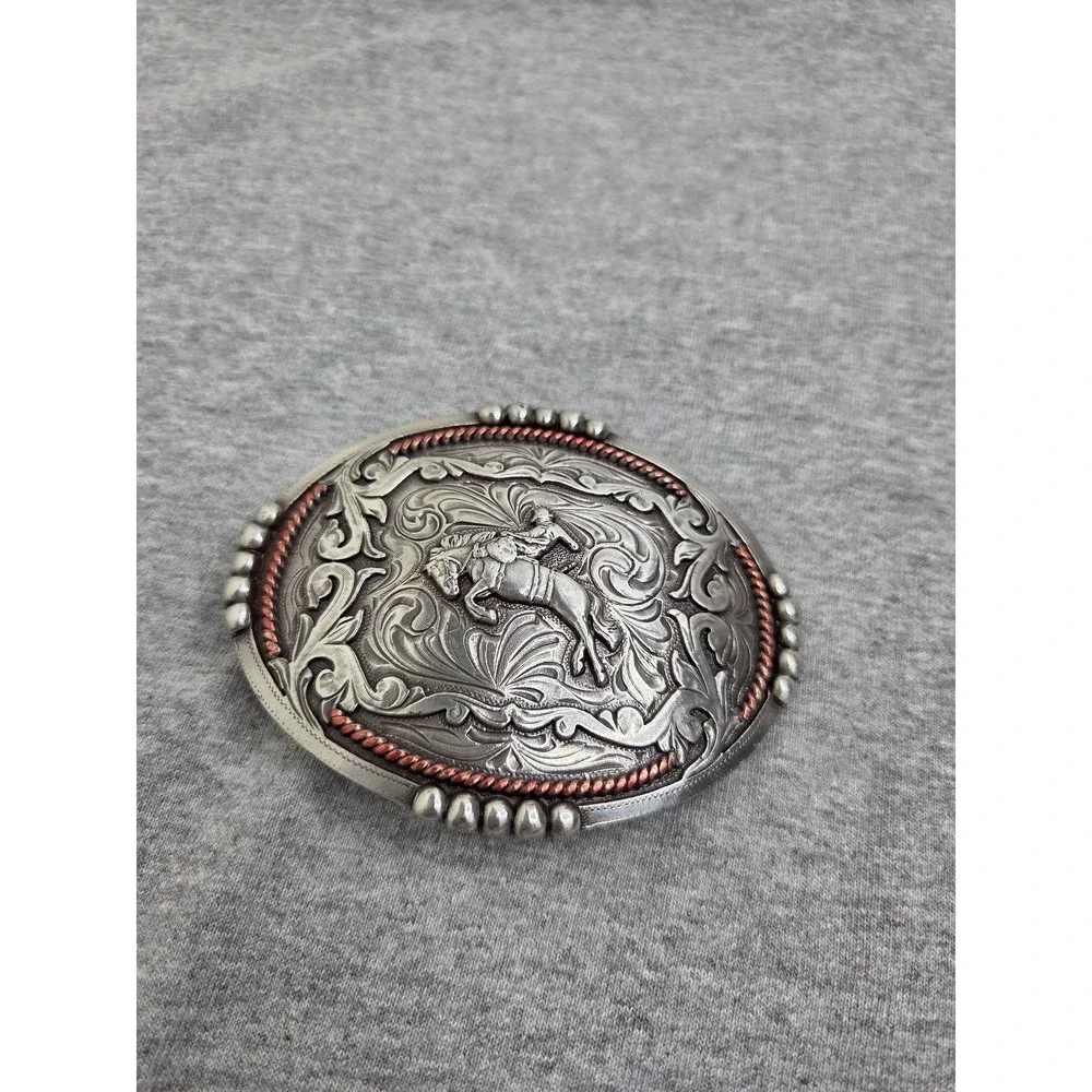 Cody James Bronc Rodeo Cowboy Silver Bronze Belt Buckle